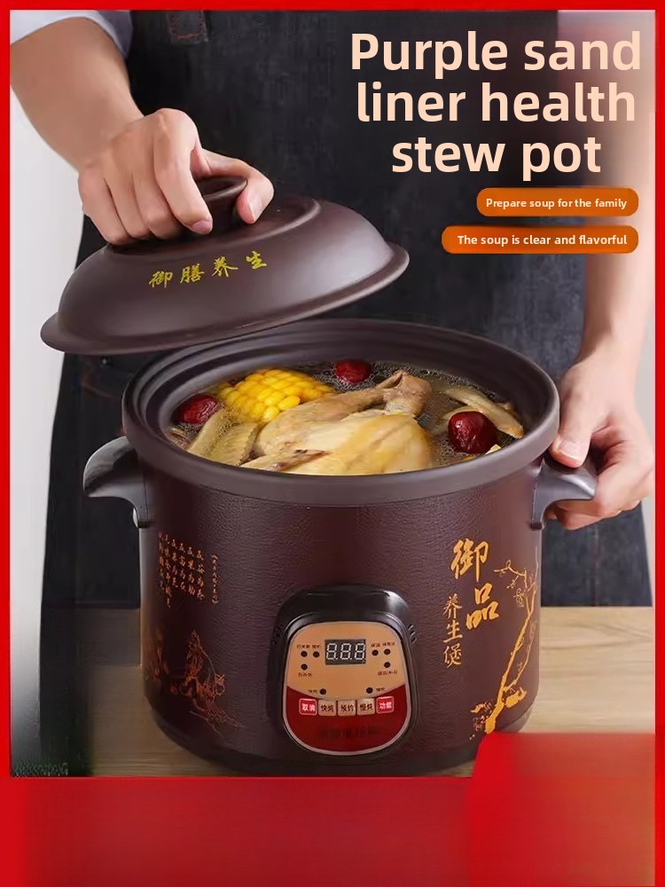 Slow Cooker Ceramic - Fully automatic 2.5-6L electric slow cooker,