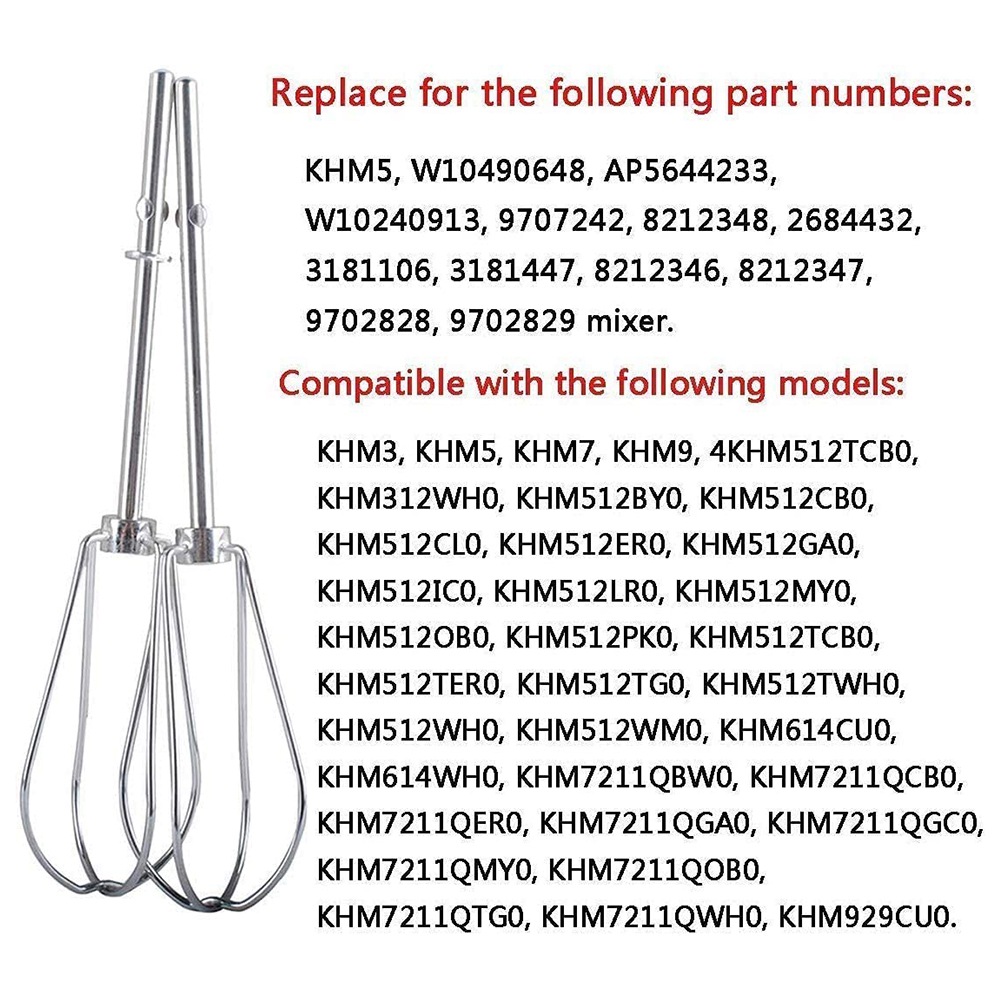 Kitchenaid Mixer Hand Mixer - [B25B!】 W10490648 & KHMPW Beaters For