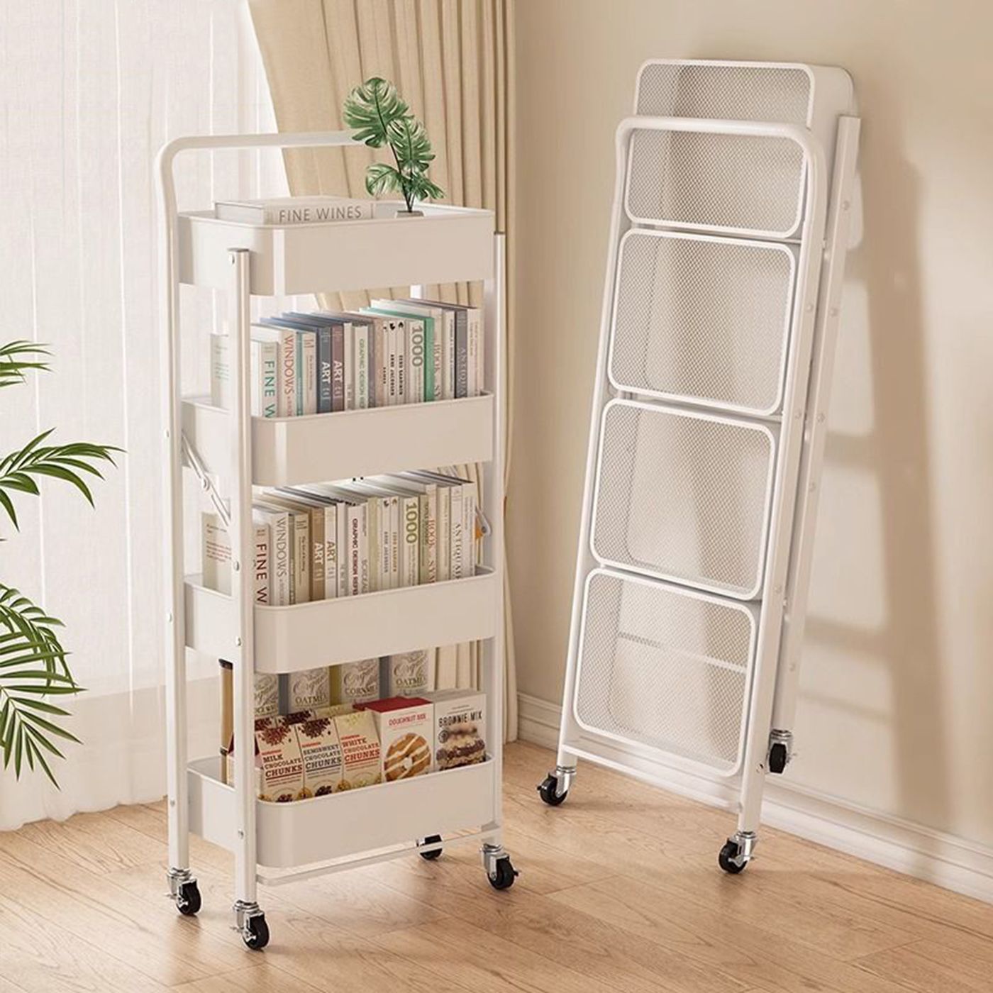 Foldable Rolling Kitchen Troll - Kitchen Appliances In White ulasan dan harga