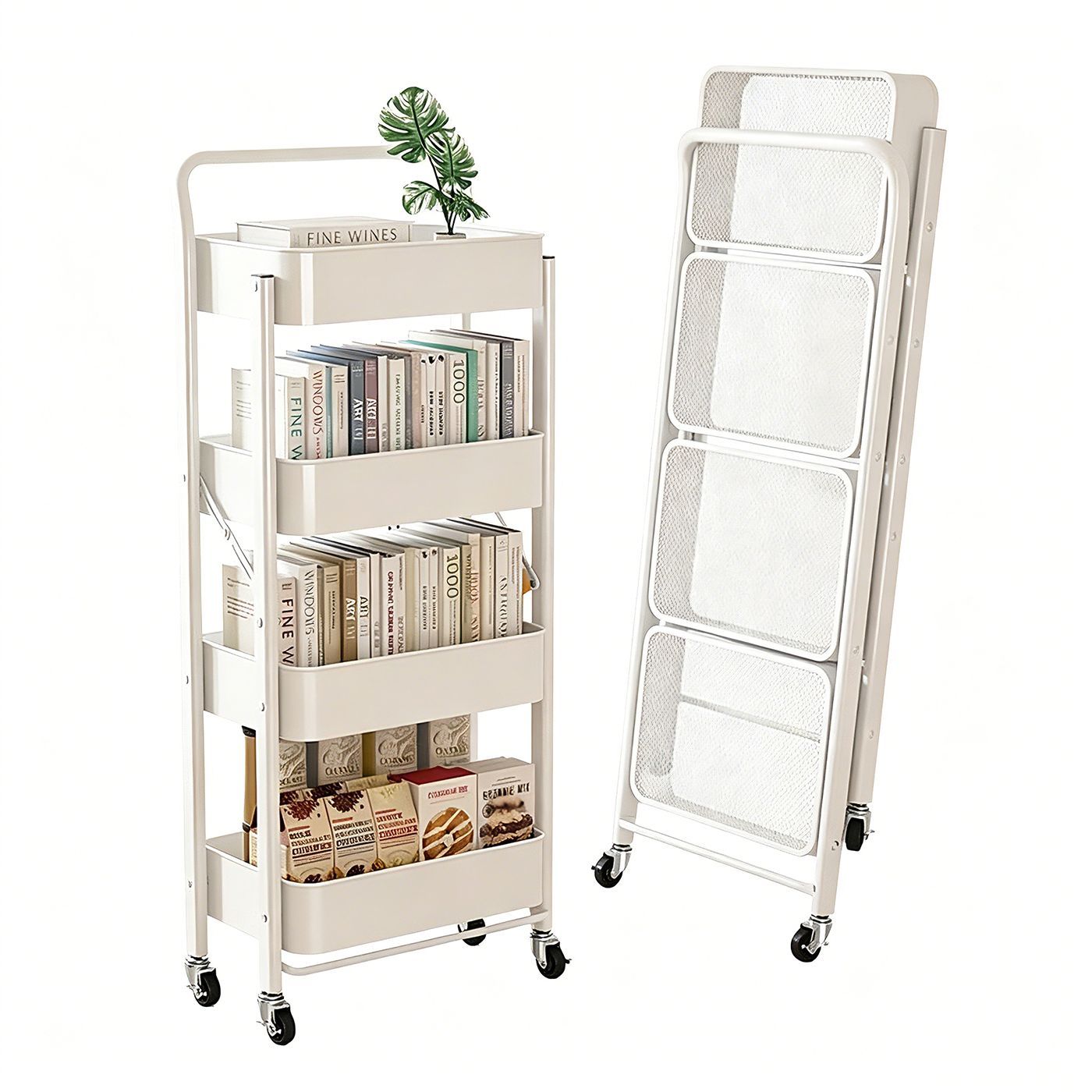 Foldable Rolling Kitchen Troll - Kitchen Appliances In White ulasan dan harga
