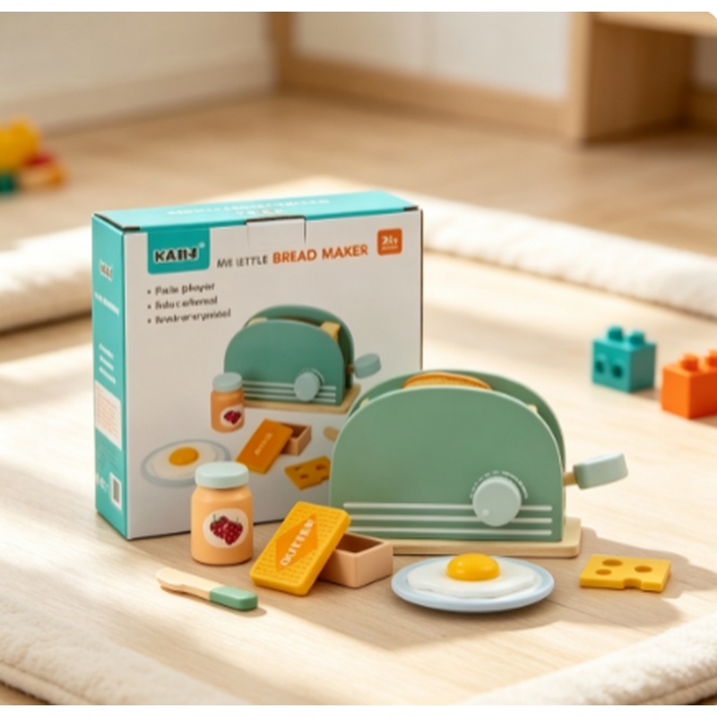 Wooden Simulation Toaster Toy  - Kitchen Appliances Kids ulasan dan harga