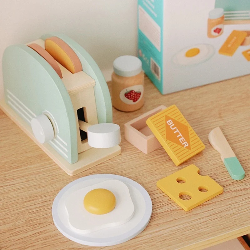 Wooden Simulation Toaster Toy  - Kitchen Appliances Kids ulasan dan harga
