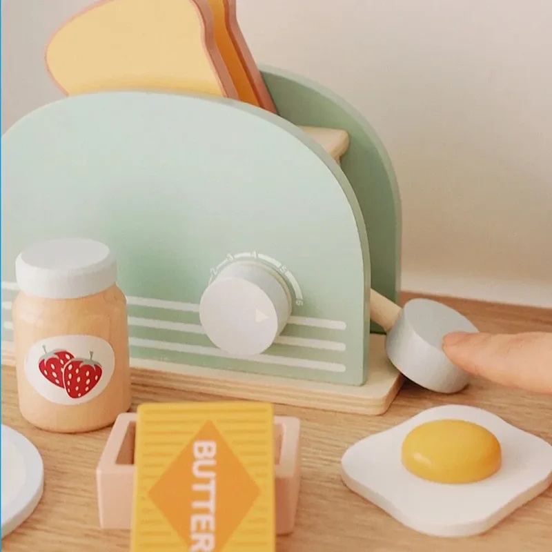Wooden Simulation Toaster Toy  - Kitchen Appliances Kids ulasan dan harga