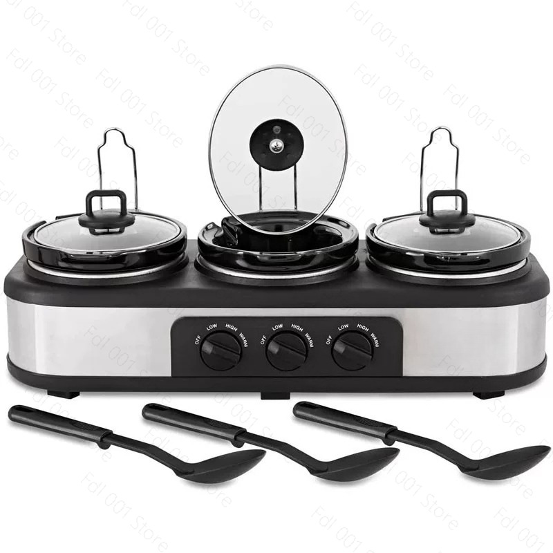 Silver Portable Triple Slow Co - Slow Cooker Ceramic ulasan dan harga