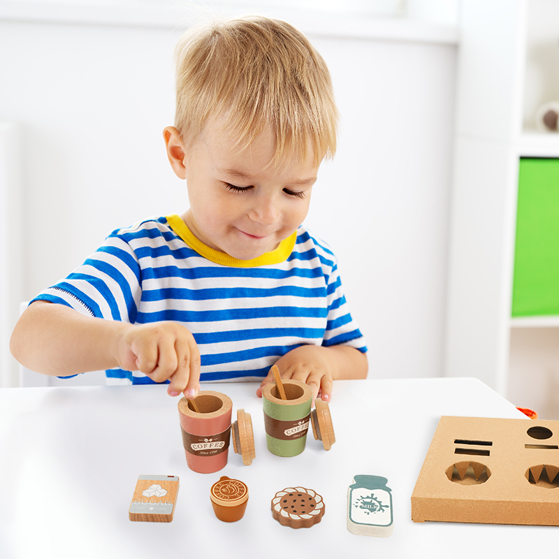 Kids Wooden Coffee Toy Set Tod - Kitchen Appliances Kids ulasan dan harga