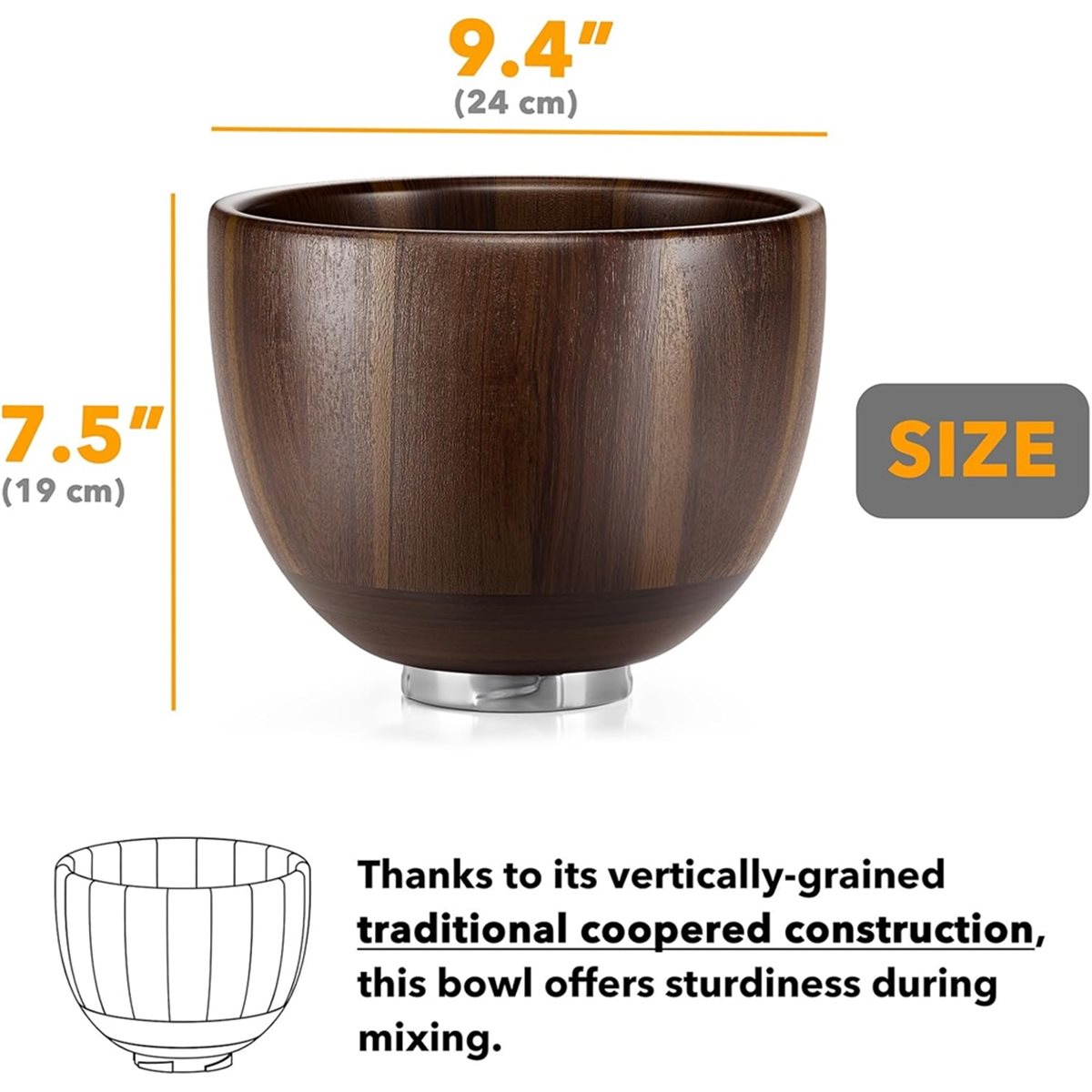 (A25M) Wooden Bowl Mixer - for - Stand Mixer Bowl ulasan dan harga