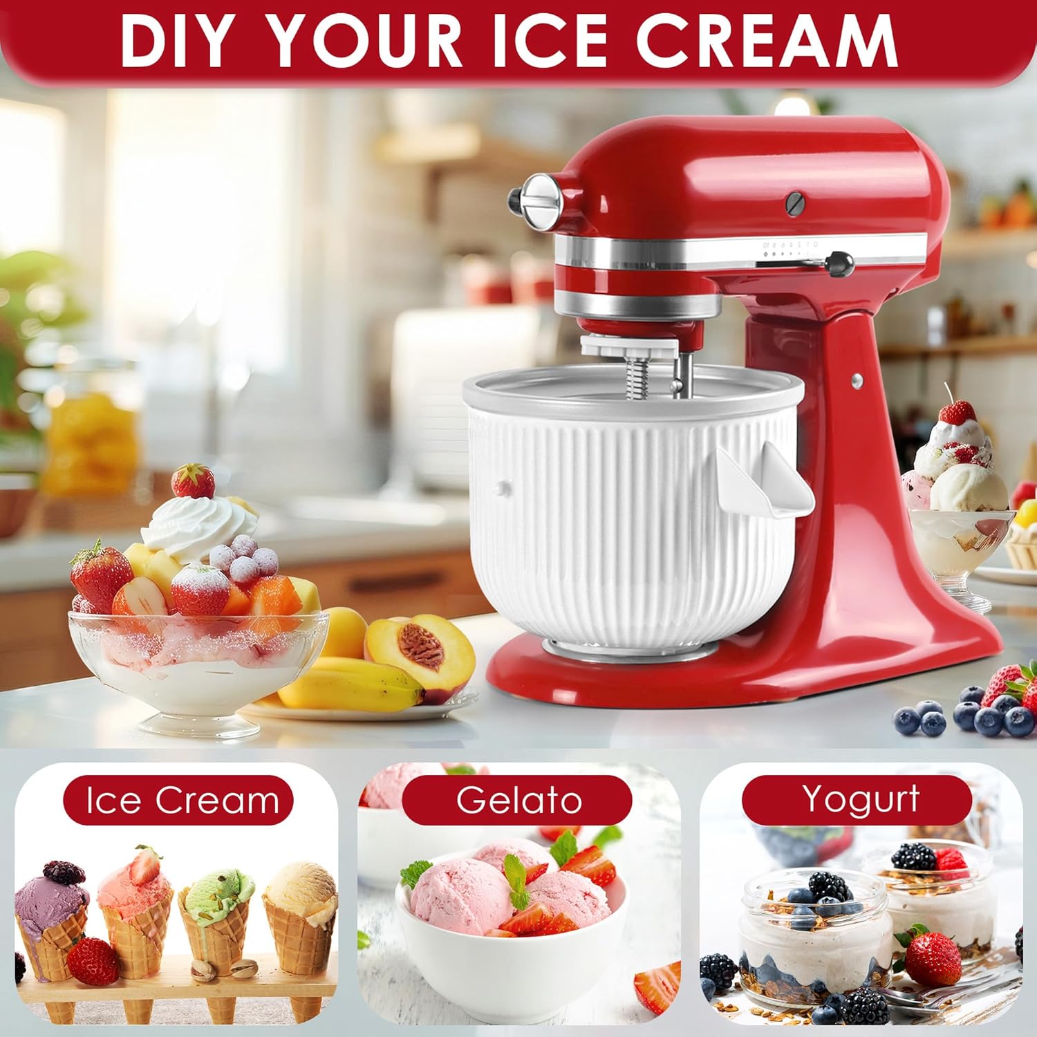 Ice Cream Maker Attachment for - Stand Mixer Bowl ulasan dan harga